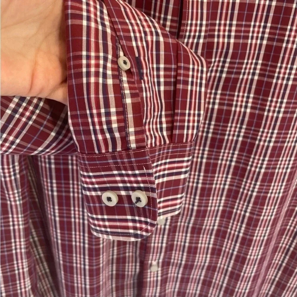BUNDLE UNTUCKit Plaid Blue/Maroon Long Sleeve Cotton Button Down Tops - Picture 10 of 12